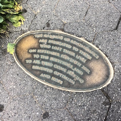“The Gardens of Remembrance are dedicated to those who lost their lives on September eleventh 2001, to the survivors and to all who come seeking renewed optimism and hope.” Photo: Jill Odom/Total Landscape Care
