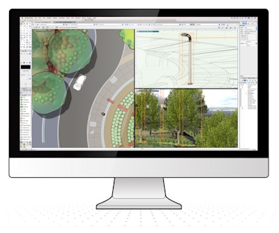 The multiple drawing views lets the user set up multiple panes that can be viewed simultaneously. Photo: Vectorworks