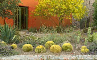 This project implements the first graywater reuse system for residential application in the region. It is intended to reduce water consumption by approximately 40 percent. It won the ASLA 2010 Professional Residential Design Honor Award. It ws created by Design Workshop, Inc. Photo: D. A. Horchner / Design Workshop, Inc.