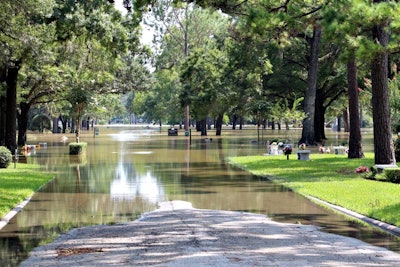 One cemetery in the Houston area had floodwaters covering about 75 percent of the site and had numerous trees down. BrightView crews from San Antonio and Austin helped the Katy team with the clean-up. Photo: BrightView