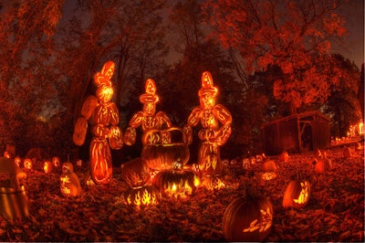 The Great Jack-O-Lantern Blaze features elaborate carvings such as the three witches from Macbeth. Photo: Anthony Quintano/Flickr