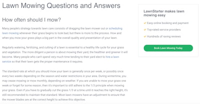 lawn mowing question and answer content for website