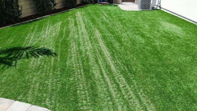 Typical result of reflective burn on artificial grass. Photo: Go Green Synthetic Lawn Solution