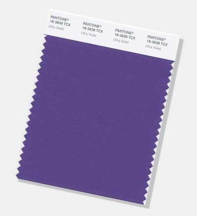 This image provided by the Pantone Color Institute shows the Pantone Color of the Year for 2018, called “Ultra Violet.”
