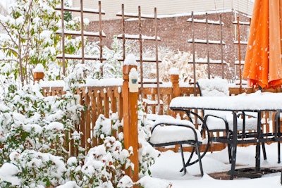 snowy patio