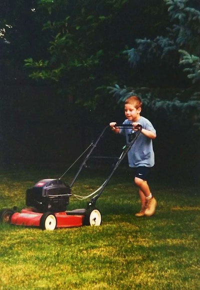 Rossa loved mowing even at a young age. Photo: JMR Landscaping