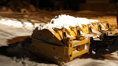 To achieve a cleaner scrape and minimize salt and sand usage, choose a blade that features several independent sections along its length. These sections “float” along the surface; as the operator moves the carrier, the sections raise or lower to follow the height of the pavement, leaving little to no snow left on the surface. Photo: HLA