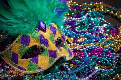 mardi gras mask and beads