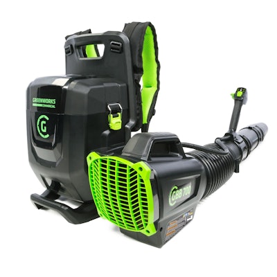 GBB 700 dual battery, 82-volt backpack blower Photo: Greenworks Commercial