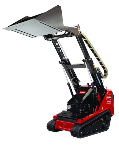 Telescoping arms with a wide reach and a doubled load capacity are key features of Toro’s Dingo TXL 2000, which is in development. Early specs give the machine a 2,000-pound rated operating capacity.