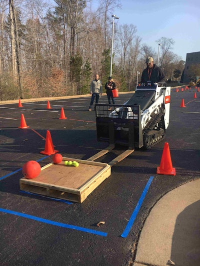 Students tried out the new mini track loader operation event at the 42nd NCLC. Photo: Jill Odom