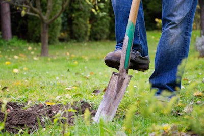 Man Digging With Shovel