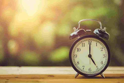Photo of older style alarm clock round with the bells on top