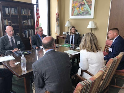 Landscapers from Illinois met with legislative assistant Kevin Lefeber for Sen. Richard Durbin to share their recent struggles with H-2B. Photo: Jill Odom