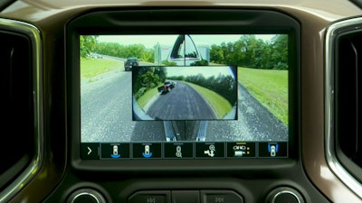 The Trailer Camera Package enhances trailering views, using up to four available cameras to provide a 270-degree view.