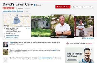 David's Lawn Care screenshot from Yelp