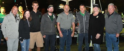 Pictured from left to right, Dan Carrothers, FMC, Project EverGreen board president; Cindy Code, Project EverGreen executive director; Elliot Anderson, Elliot’s Lawn Service; William Krammer, Krammer’s Lawn Care & Snow Removal; Brad Dahl, BTSA, LLC; Nathan Newlands, Spring Touch Lawn & Pest Control; Ki Matsko, GreenCare for Troops program manager; and Sean Casey, Nufarm, Project EverGreen board member. Photo: Project EverGreen