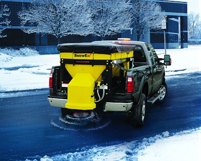 It is important to avoid over-salting areas when using a spreader. Photo: SnowEx