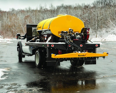 Truck-mounted sprayers allow landscapers to apply brine before or after a snow event. Photo: SnowEx