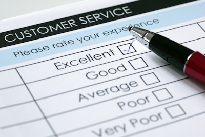 Customer Service rate your experience survey with checked box next to excellent