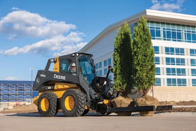 The John Deere 332G has a bucket breakout force of 13,904 foot-pounds. Photo: John Deere