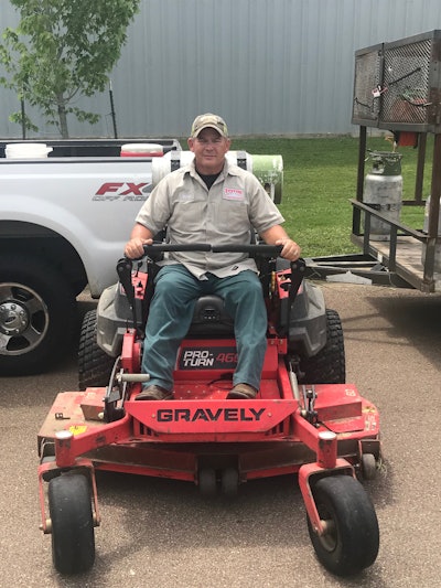 Scott Dudley, owner of Total Lawn Care based in Jackson, Mississippi, made sure to test drive a converted propane mower before making the switch. Photo: PERC