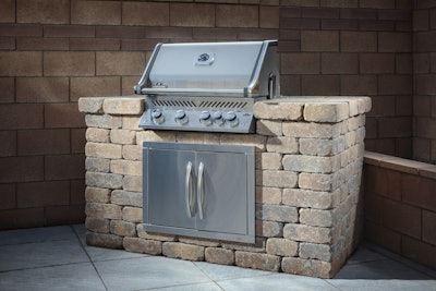 The new Weston Stone grill island kit is a cost effective way to enhance spaces that have pre-existing Belgard products. Photo: Belgard