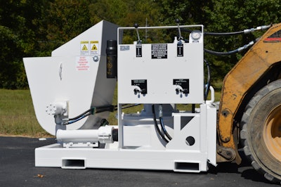 Pool Crafters used a D6528 squeeze pump like the one pictured here along with their Bobcat T550. The unit easily attaches to and is powered by a compact track loader, reducing operational costs. Photo: Blastcrete