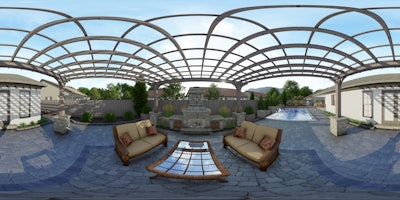 Outdoor patio with furniture