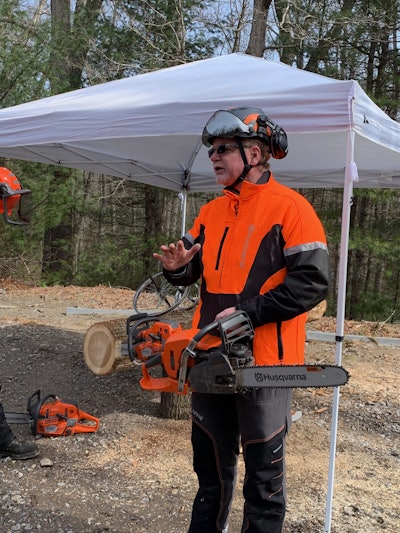 Walt Rose with Husqvarna showcases the 550 XP Mark II. Photo: Beth Hyatt