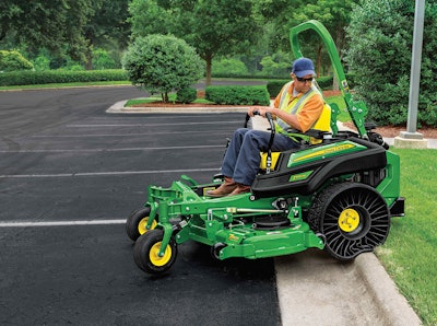 John Deere introduced the Michelin X Tweel Turf airless radial tire to eliminate flats and most tire maintenance, boosting landscapers’ productivity. Photo: John Deere