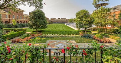 Because parade season starts a month earlier than a typical spring installation, Ruppert elicits the help of growers to custom grow annuals, ensuring viability and availability for installation at the start of parade season in late April. Plant material is rotated out as soon as it starts to fade, requiring several rotations a year. Photo: Ruppert Landscape