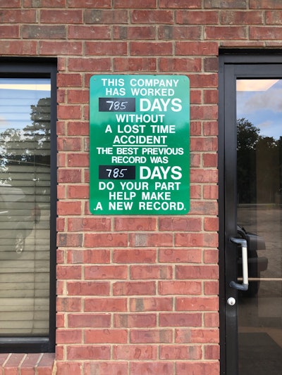 TideWater’s safety record as of July 10, 2019. Photo: Jill Odom/Total Landscape Care