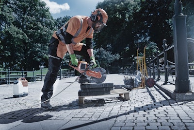 The K 535i is a battery-powered power cutter ideal for light hardscaping jobs. Photo: Husqvarna