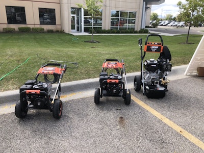 Three of the new pressure washers are commercial-grade. Photo: Jill Odom/Total Landscape Care