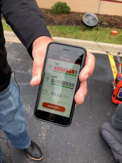 The Echo Command app allows users to remotely turn off their generators and see the load, fuel levels and run time. Photo: Jill Odom/Total Landscape Care