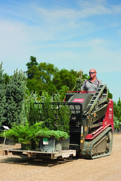 Forks are a workhorse attachment, as they help landscapers move an abundance of material. Photo: Toro
