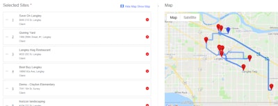 Landscapers can select the most efficient routes with the route planner. Photo: Yeti