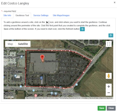Users can geofence their properties, which lets Yeti log crews in automatically when they’re on a site. Photo: Yeti