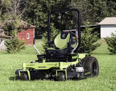 As auto manufacturers pave the way, battery power will become more common in mowers. Photo: Greenworks