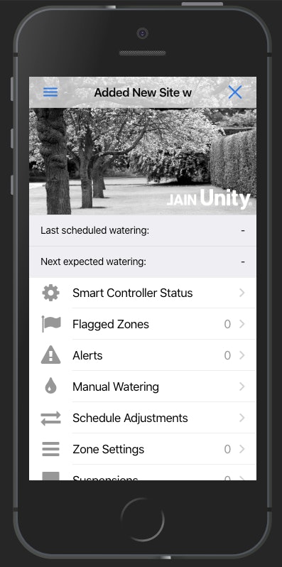 Landscapers can flag problem zone for future repair on the mobile version of Unity. Photo: Jain Irrigation