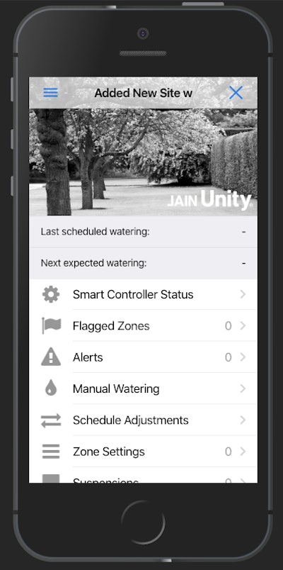 Landscapers can flag problem zone for future repair on the mobile version of Unity. Photo: Jain Irrigation