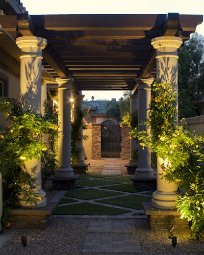 Lighting can help make your customer’s space both beautiful and functional after dark. Photo: Chip-N-Dale’s Custom Landscaping