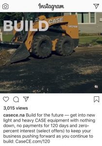 Case Construction Equipment’s current offer on Instagram.