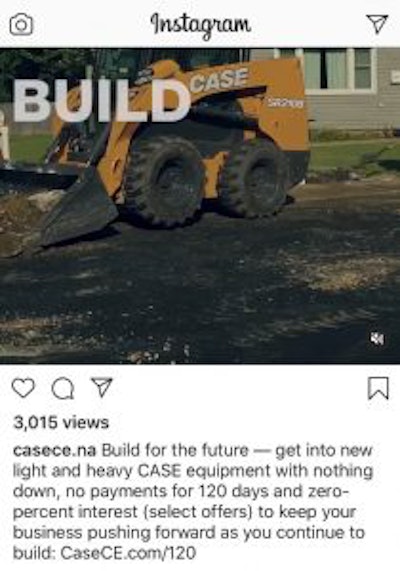 Case Construction Equipment’s current offer on Instagram.