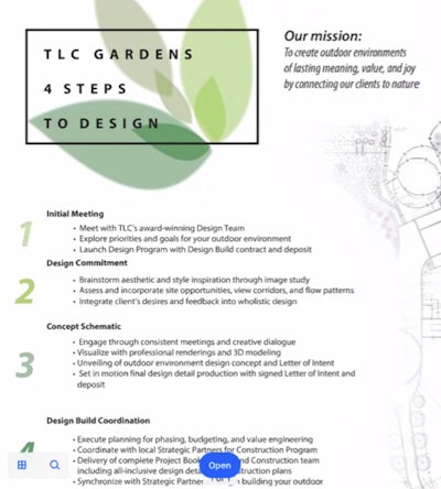 TLC Gardens’ “4 Steps to Design” outline. Photo: TLC Gardens