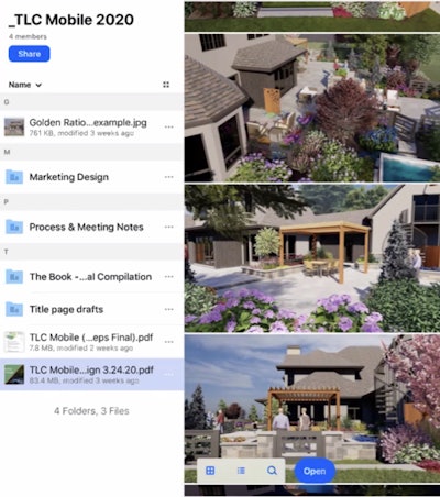 TLC Gardens uses shareable digital file folders to show customers design photos. Photo: TLC Gardens