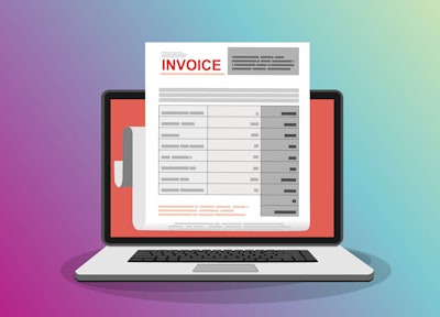laptop with invoice example on screen