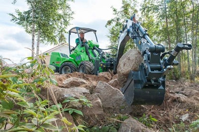 Avant 600 series loader with mini digger attachment