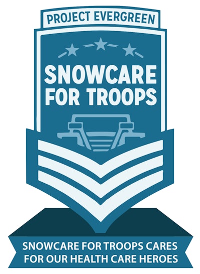 Project Evergreen Snowcare for Troops cares for our health care heroes logo